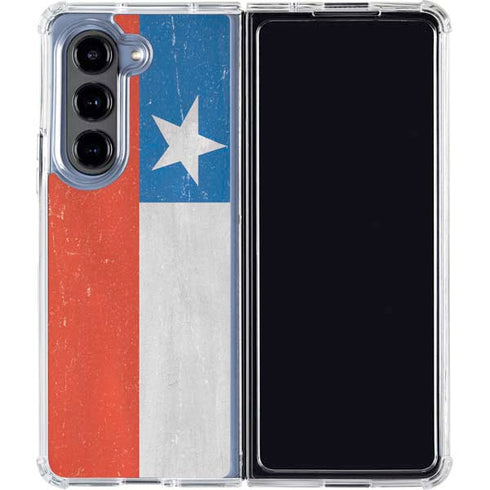 Chile Flag Distressed Galaxy Z Fold5 5G Clear Case